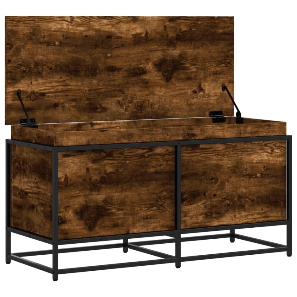 Caja de almacenaje con tapa madera roble ahumado 100x40x51,5