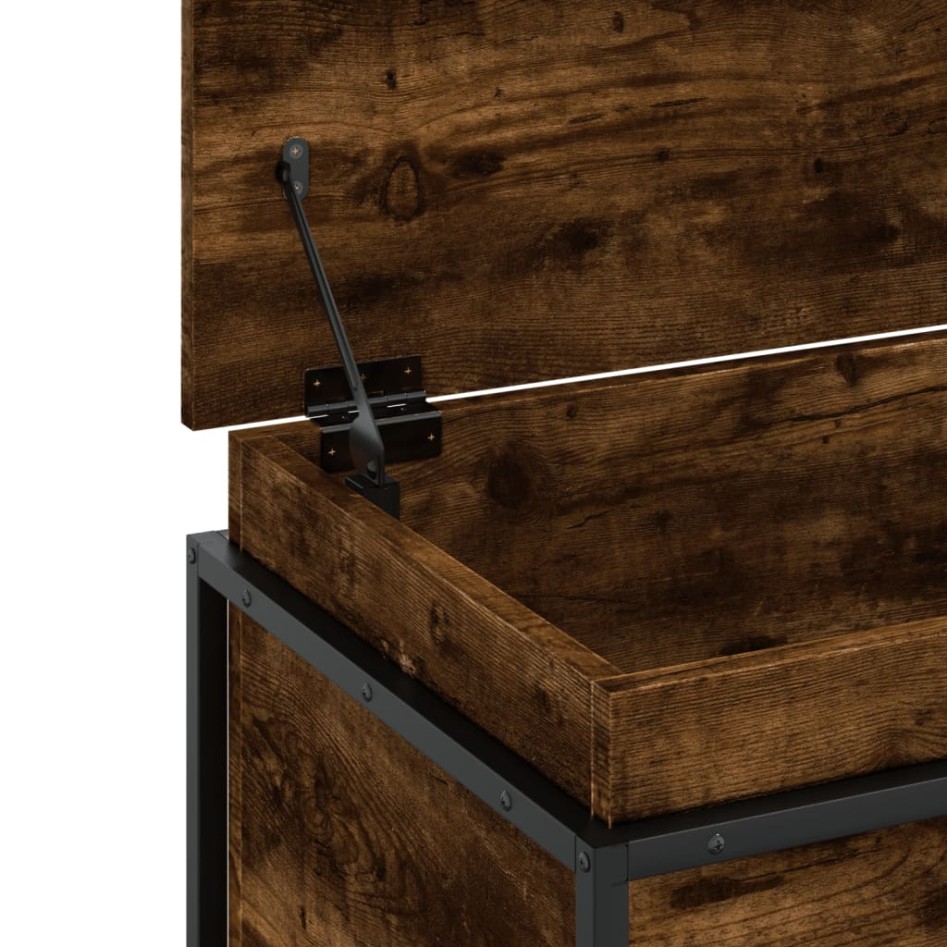 Caja de almacenaje con tapa madera roble ahumado 100x40x51,5