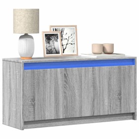 Mueble de TV con LED madera ingeniería gris Sonoma 100x34x50
