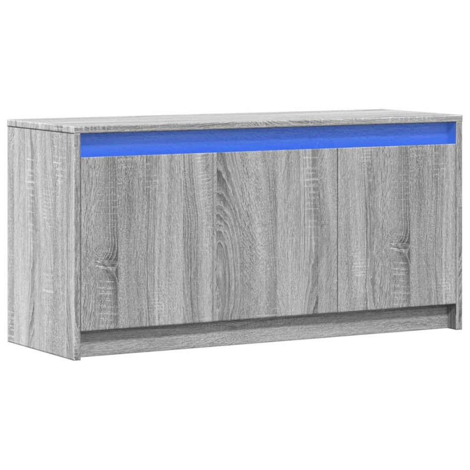 Mueble de TV con LED madera ingeniería gris Sonoma 100x34x50