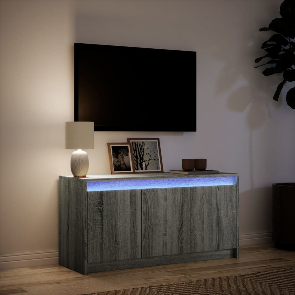 Mueble de TV con LED madera ingeniería gris Sonoma 100x34x50