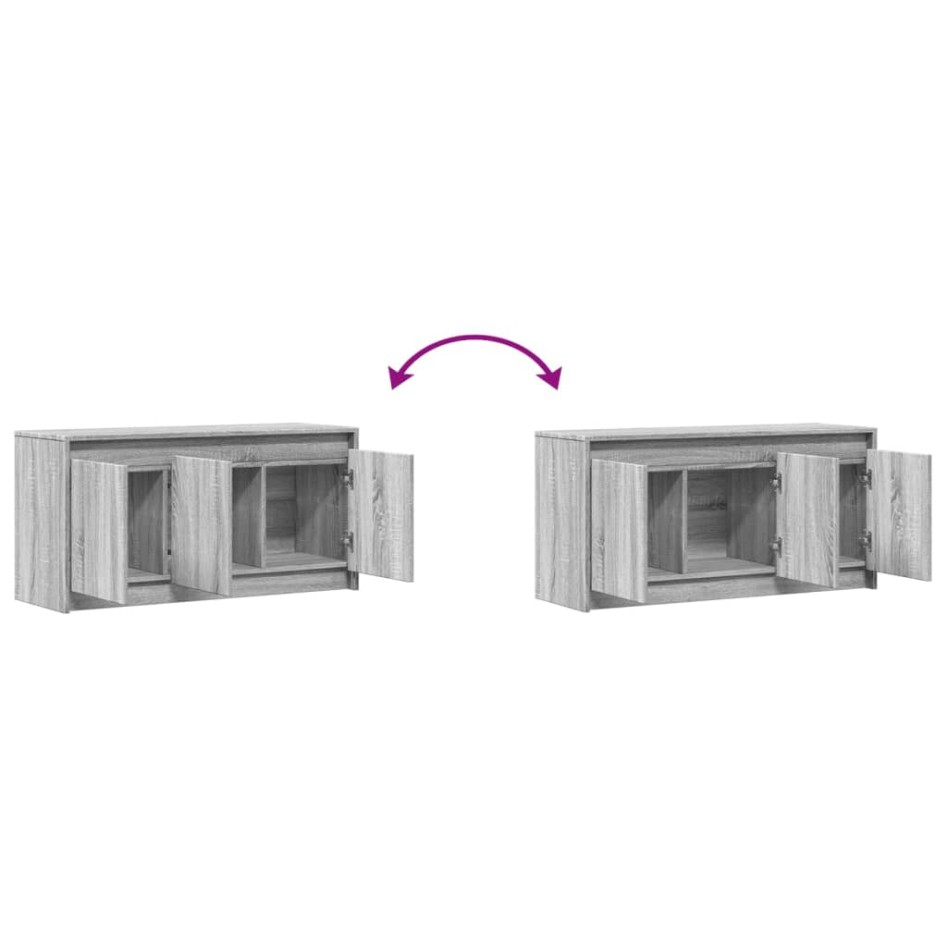 Mueble de TV con LED madera ingeniería gris Sonoma 100x34x50