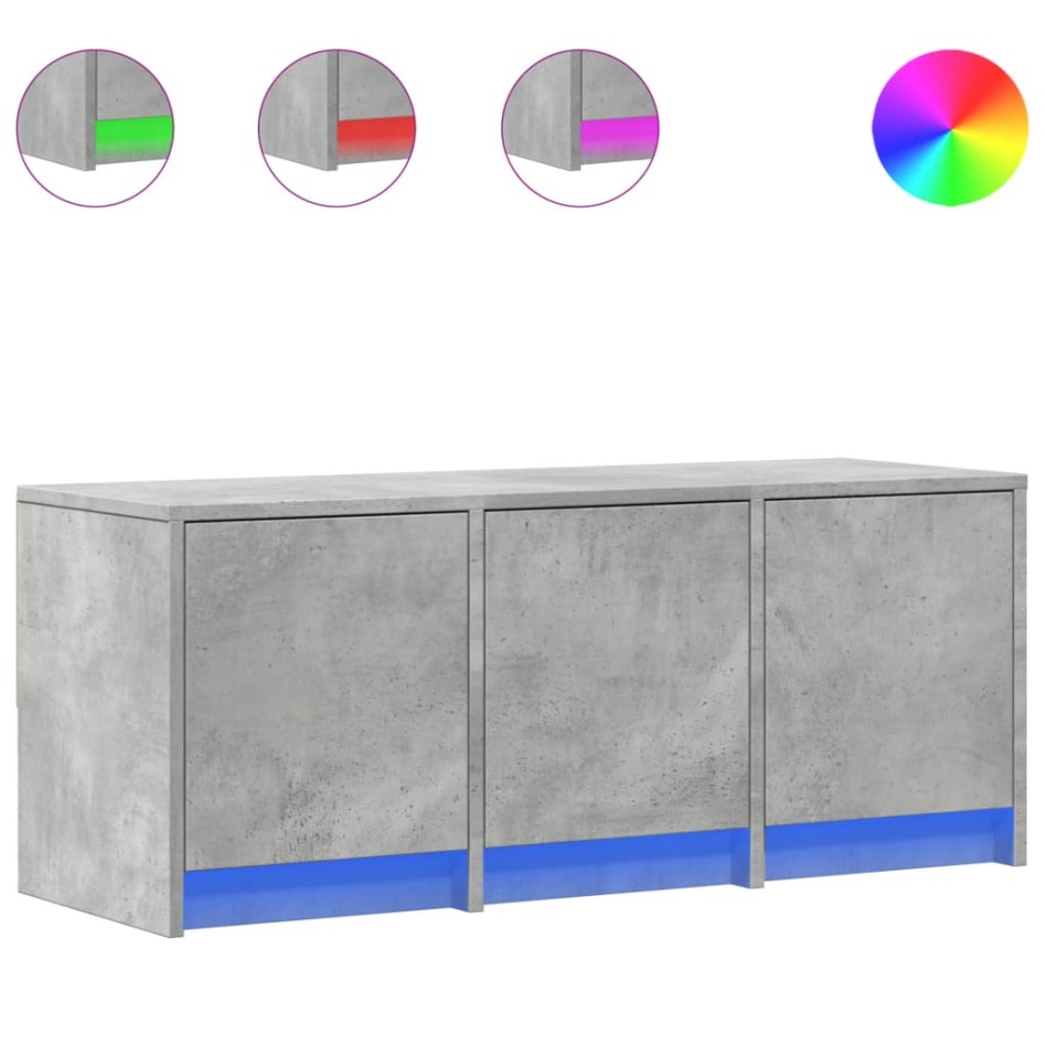 Mueble de TV LED madera ingeniería gris hormigón 97x34x40