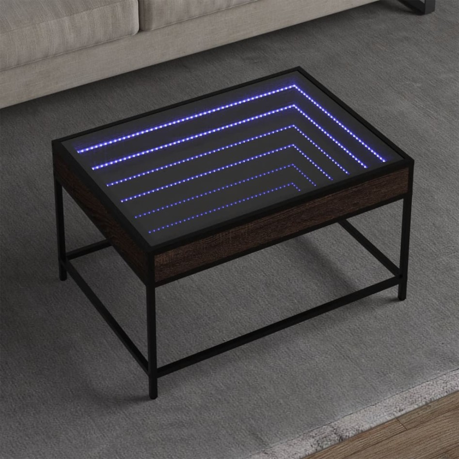 Mesa de centro con Infinity LED marrón roble 70x50x41