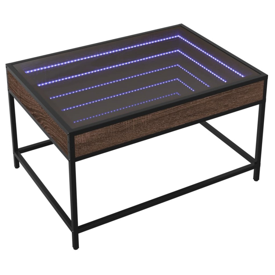 Mesa de centro con Infinity LED marrón roble 70x50x41
