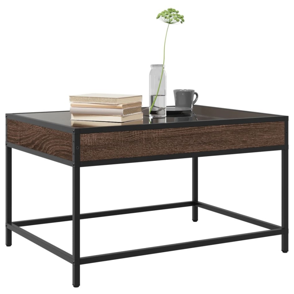 Mesa de centro con Infinity LED marrón roble 70x50x41