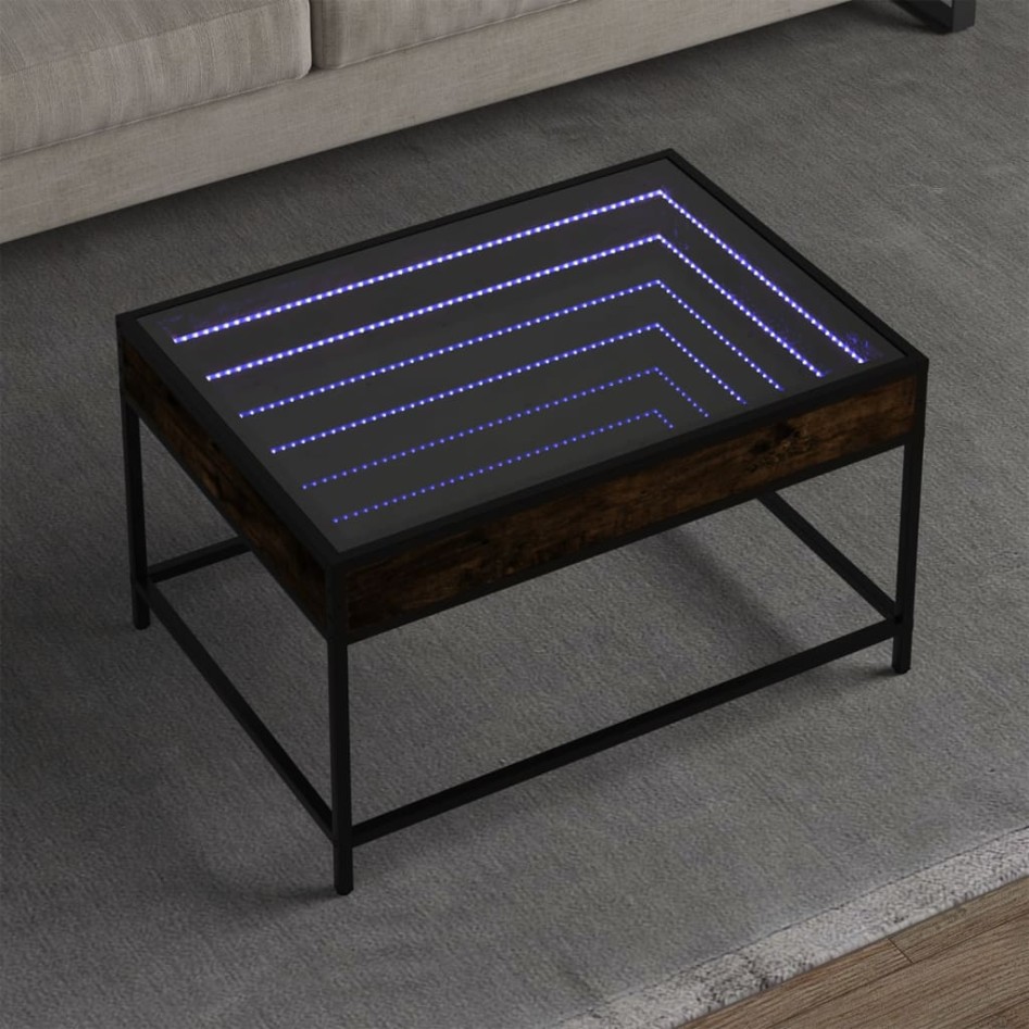 Mesa de centro con Infinity LED roble ahumado 70x50x41