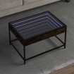 Mesa de centro con Infinity LED roble ahumado 70x50x41 cm
