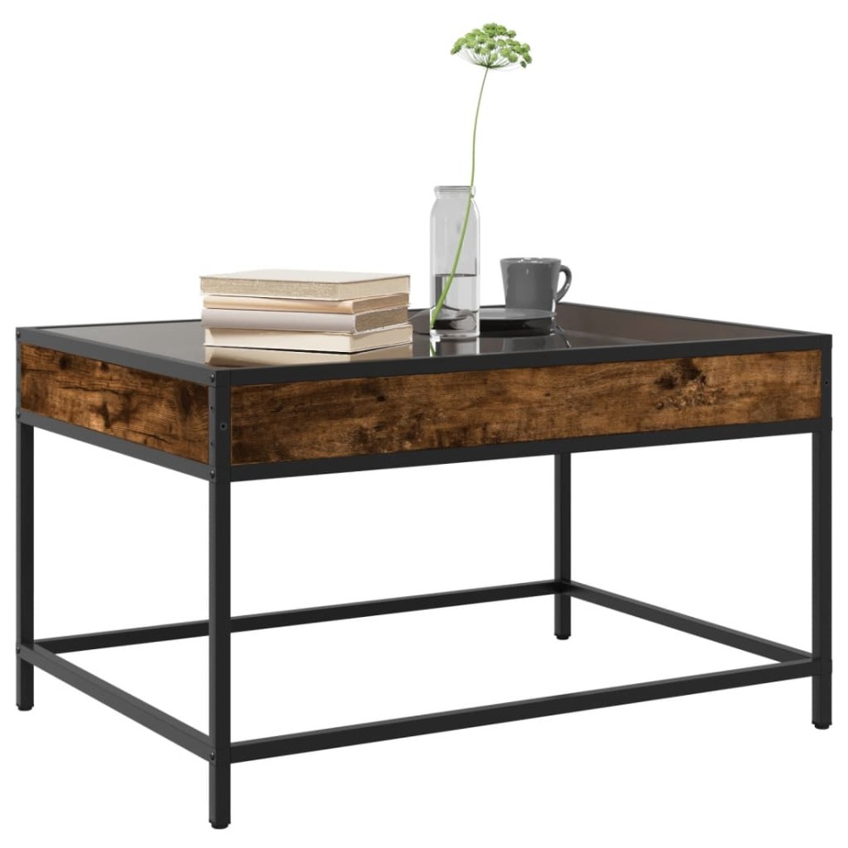 Mesa de centro con Infinity LED roble ahumado 70x50x41