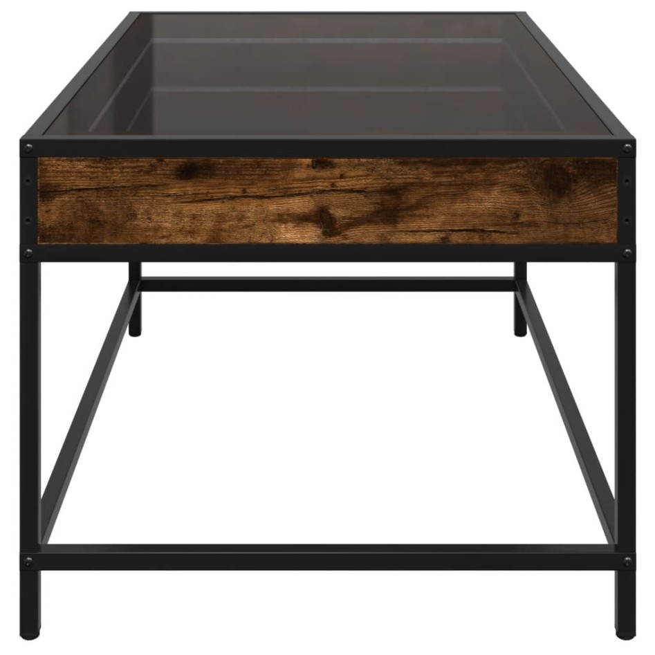 Mesa de centro con Infinity LED roble ahumado 70x50x41