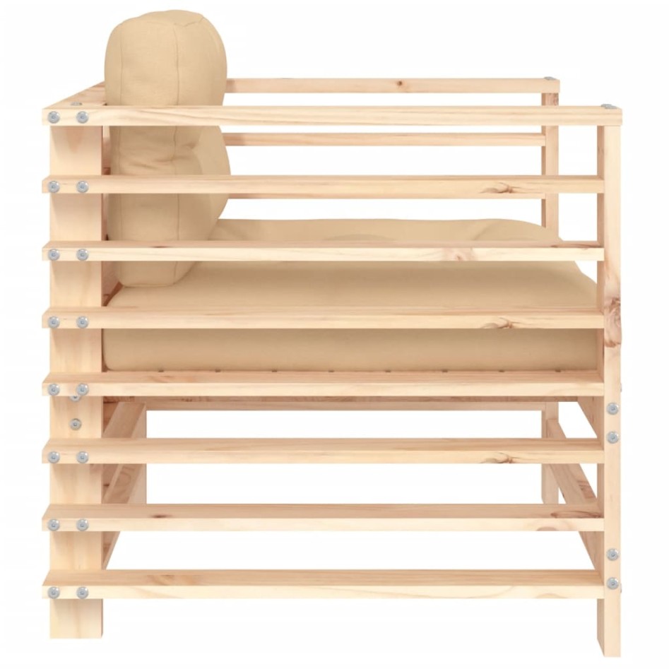 Sillones de jardín con cojines 2 uds madera maciza de