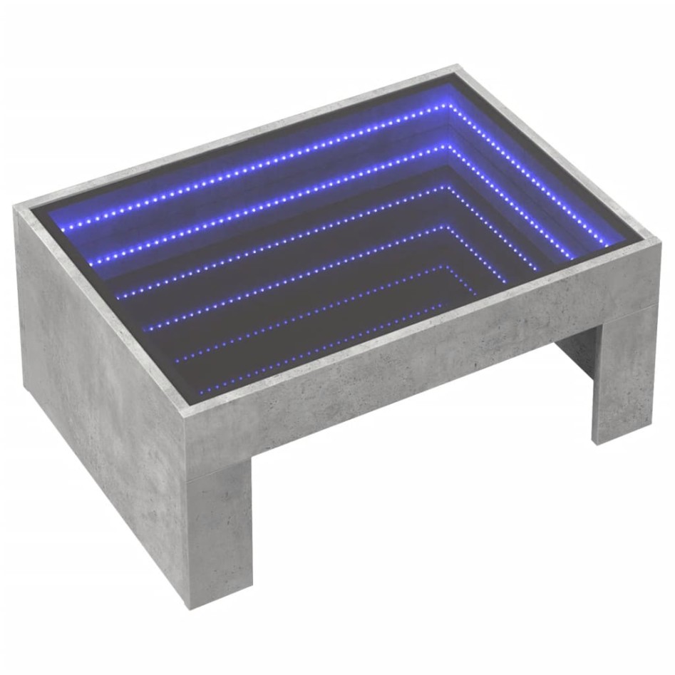 Mesa de centro con Infinity LED gris hormigón 70x50x30