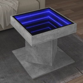 Mesa de centro y LED madera ingeniería gris hormigón