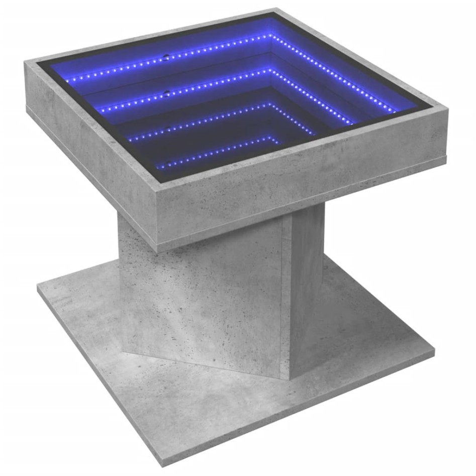 Mesa de centro y LED madera ingeniería gris hormigón