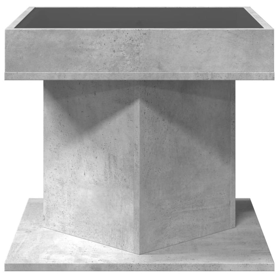 Mesa de centro y LED madera ingeniería gris hormigón