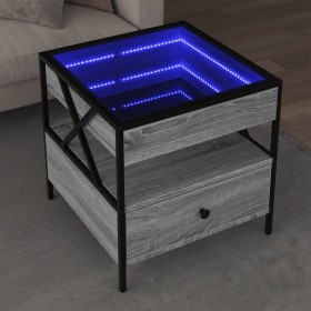 Mesa de centro con Infinity LED gris Sonoma 50x50x51