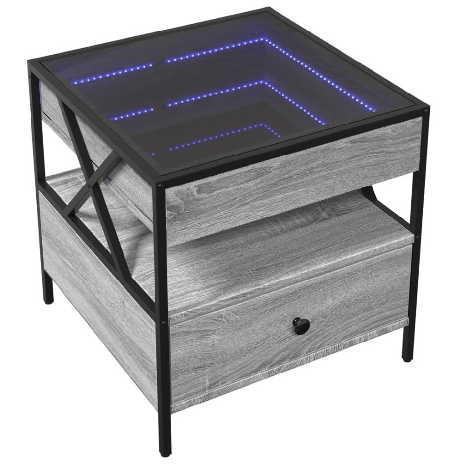 Mesa de centro con Infinity LED gris Sonoma 50x50x51