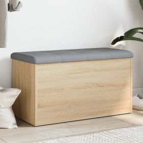 Banco con almacenaje madera ingeniería roble Sonoma 82x42x45