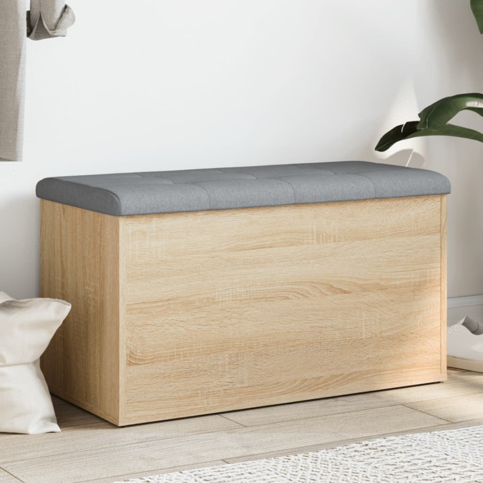Banco con almacenaje madera ingeniería roble Sonoma 82x42x45