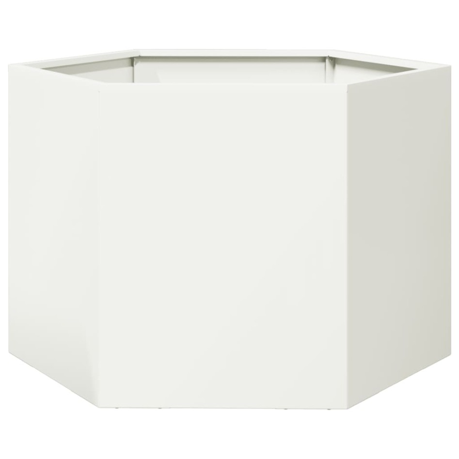 Jardinera hexagonal acero blanco 69x60x45