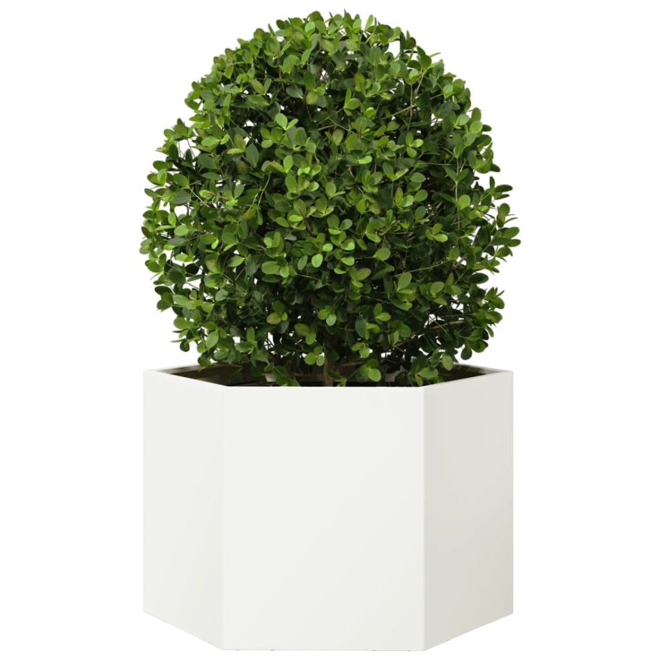 Jardinera hexagonal acero blanco 69x60x45