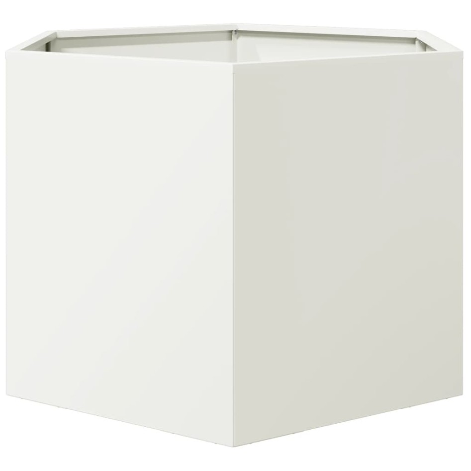 Jardinera hexagonal acero blanco 69x60x45