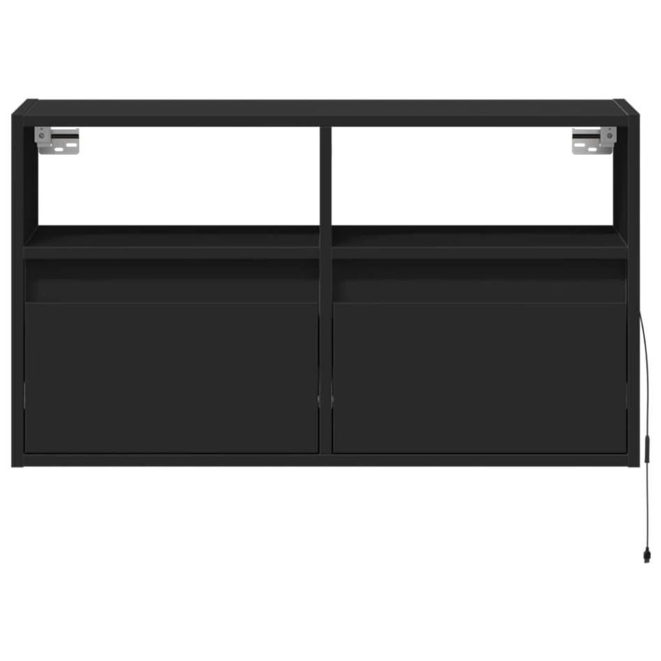 Mueble de TV de pared con luces LED negro 80x31x45