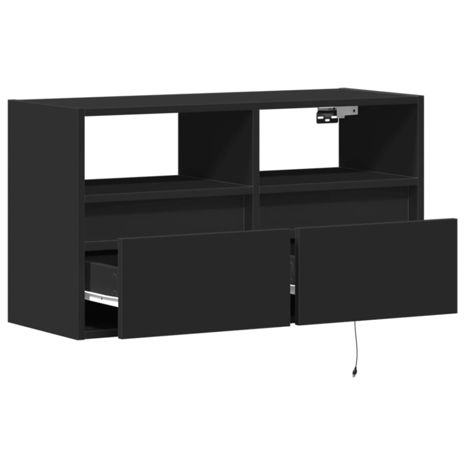 Mueble de TV de pared con luces LED negro 80x31x45