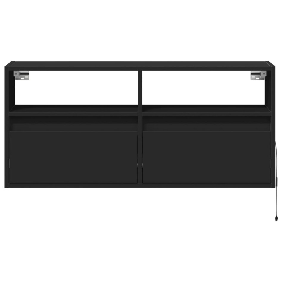 Mueble de TV de pared con luces LED negro 100x31x45