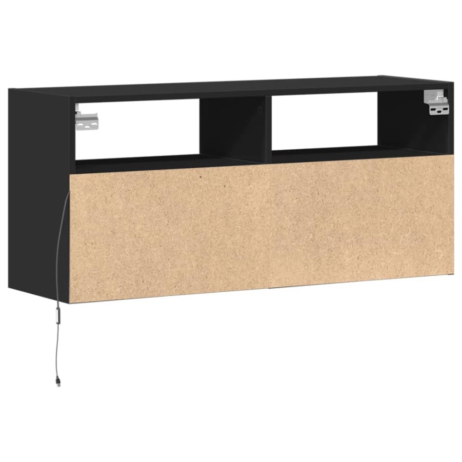 Mueble de TV de pared con luces LED negro 100x31x45