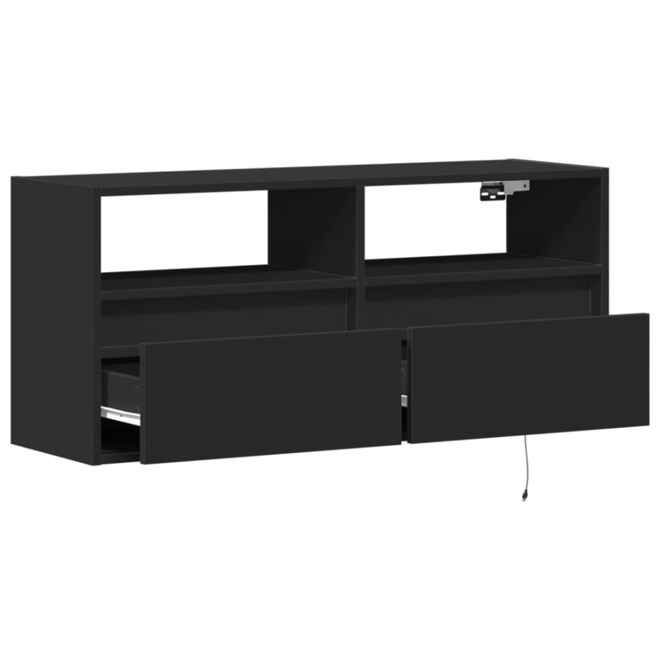 Mueble de TV de pared con luces LED negro 100x31x45