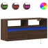 Mueble de TV de pared con luces LED marrón roble 100x31x45