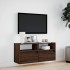 Mueble de TV de pared con luces LED marrón roble 100x31x45