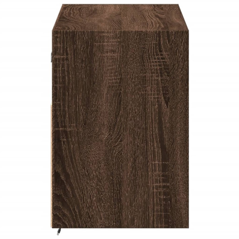 Mueble de TV de pared con luces LED marrón roble 100x31x45