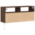 Mueble de TV de pared con luces LED marrón roble 100x31x45
