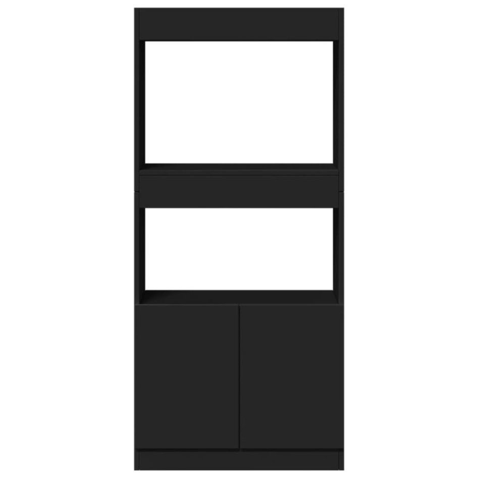 Aparador de madera de ingeniería negro 63x33x140