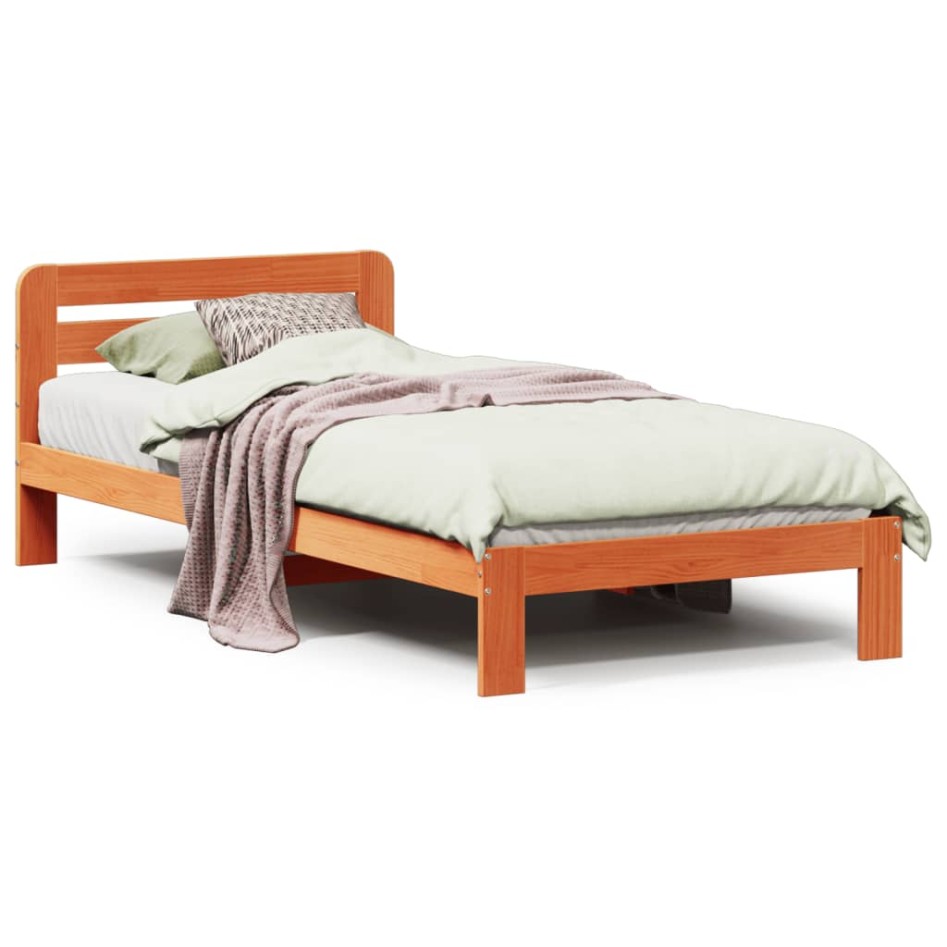 Estructura de cama sin colchón madera maciza marrón 75x190