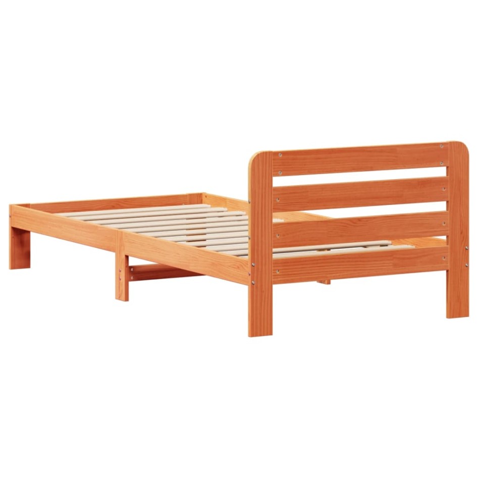 Estructura de cama sin colchón madera maciza marrón 75x190