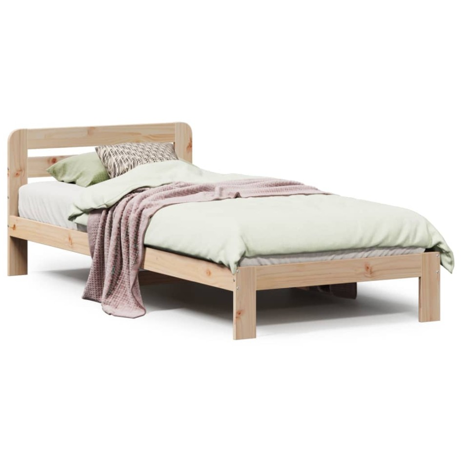 Estructura de cama sin colchón madera maciza pino 75x190