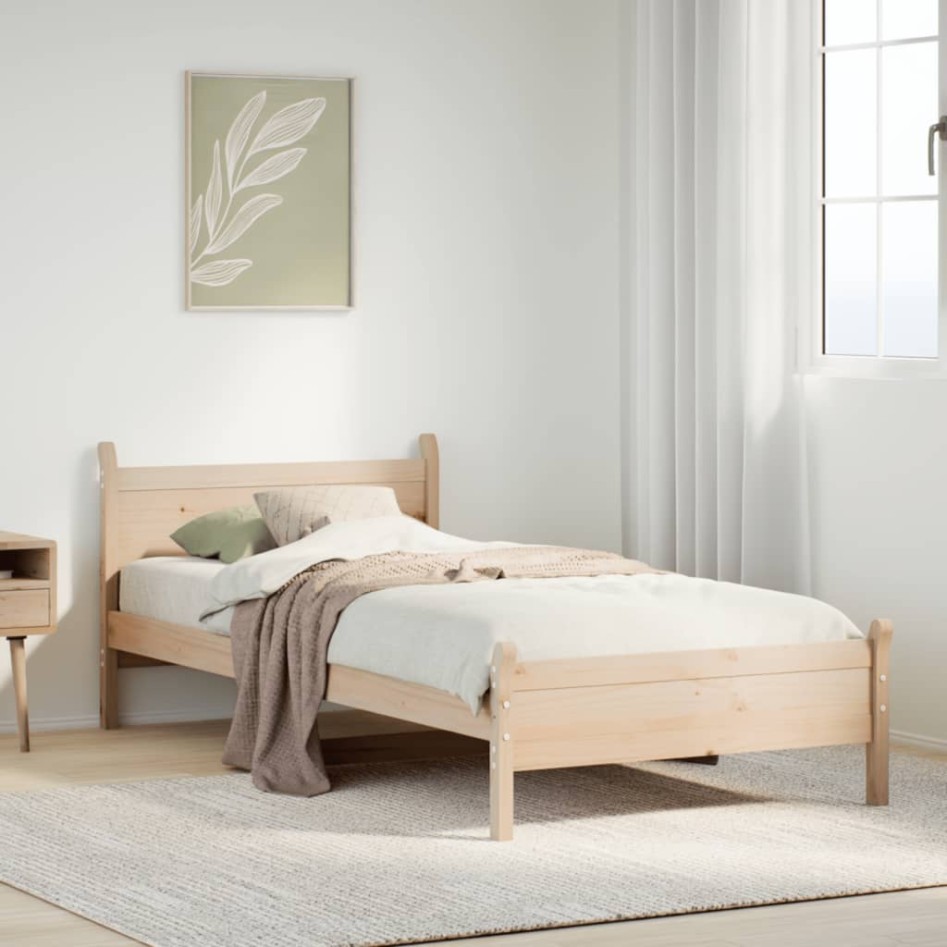 Estructura de cama sin colchón madera maciza pino 75x190
