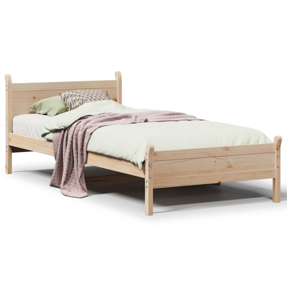 Estructura de cama sin colchón madera maciza pino 75x190
