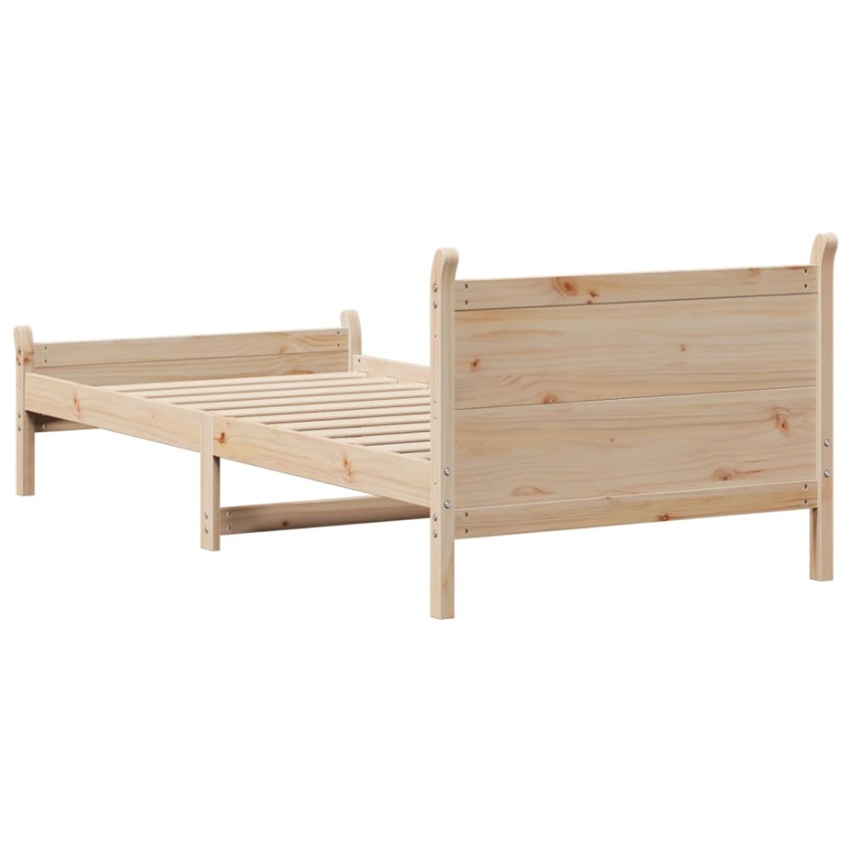 Estructura de cama sin colchón madera maciza pino 75x190