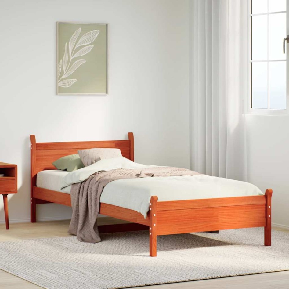 Estructura de cama sin colchón madera maciza marrón 75x190