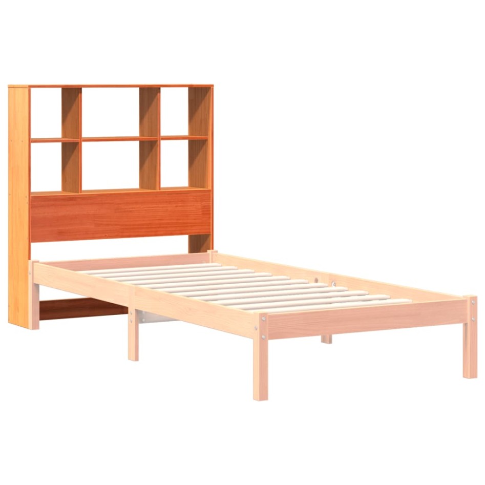Cabecero de cama almacenaje madera maciza pino marrón 90