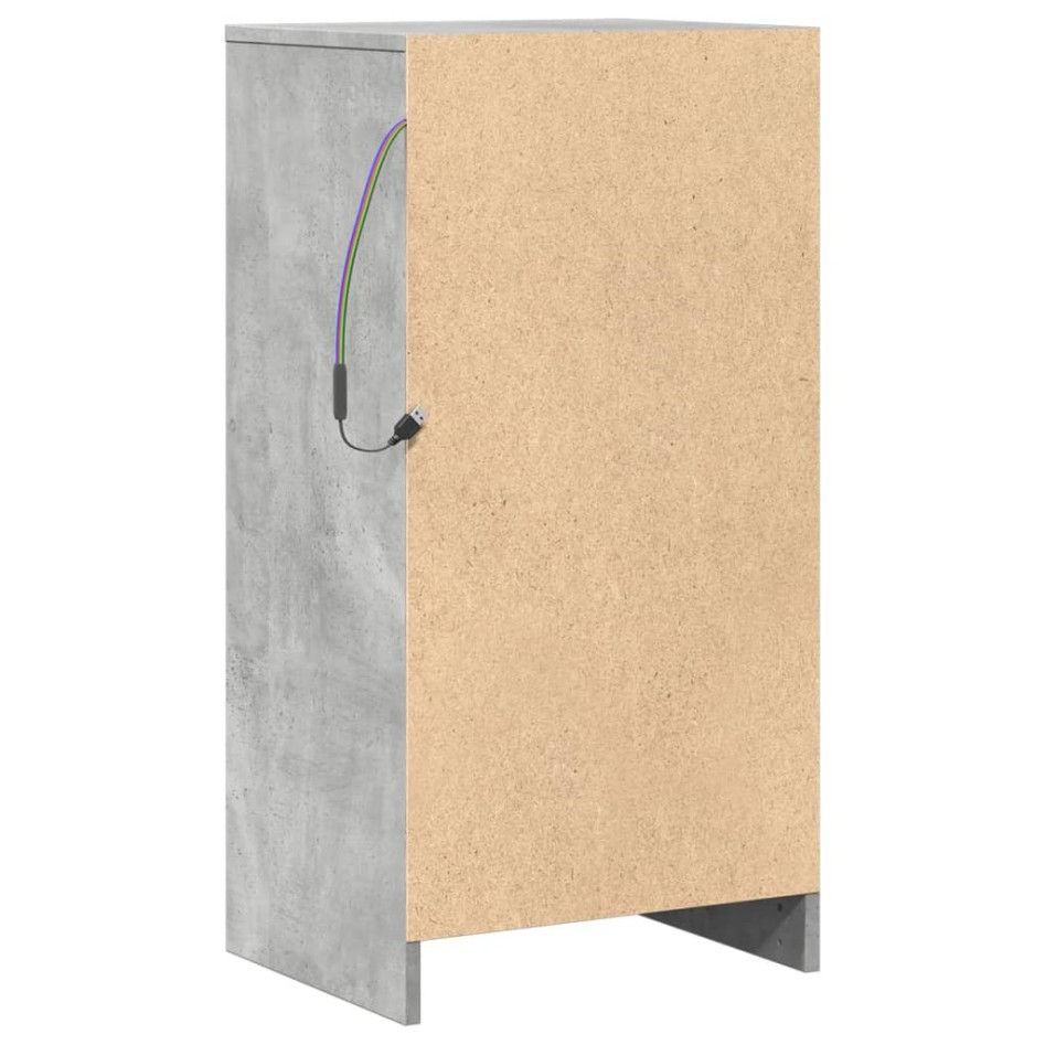 Aparador con LED madera ingeniería gris hormigón 42,5x34x85