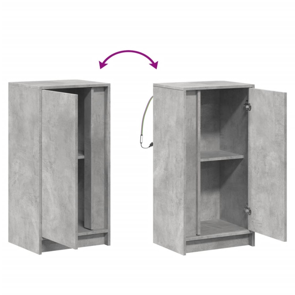 Aparador con LED madera ingeniería gris hormigón 42,5x34x85