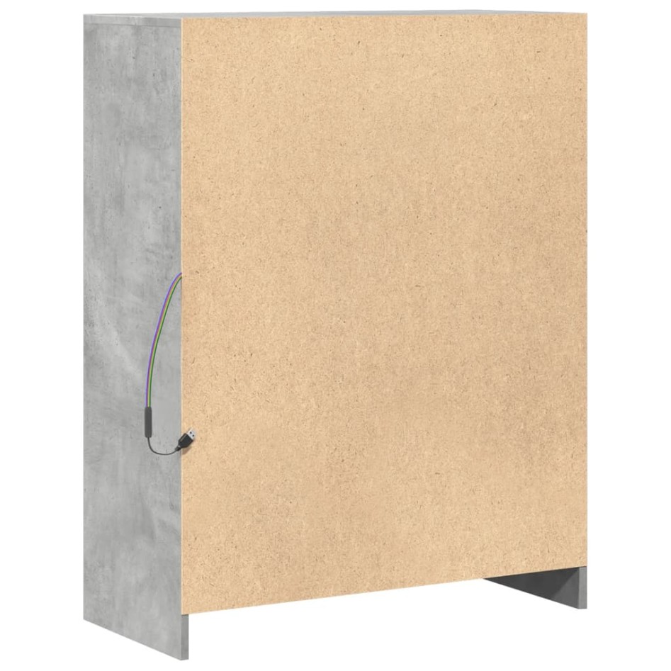 Aparador con LED madera ingeniería gris hormigón 77x34x100