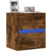 Mueble de TV de pared con luces LED roble ahumado 41x31x45 cm