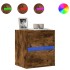 Mueble de TV de pared con luces LED roble ahumado 41x31x45
