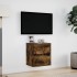 Mueble de TV de pared con luces LED roble ahumado 41x31x45